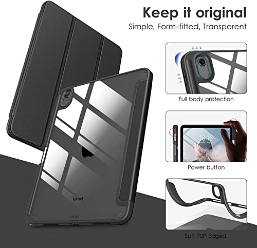 Image of ProElite Case Cover for Apple iPad (A16) 11th /10th Generation (2025 /2022), Transparent case Cover with Pencil Holder for iPad 11th /10th Gen 2025 /2022, Black