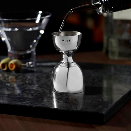 Viski Canterbury Double Measure for Cocktails, Bar Tools and Accessories Stainless Steel Bartender Tool Measuring Shot Set of 1