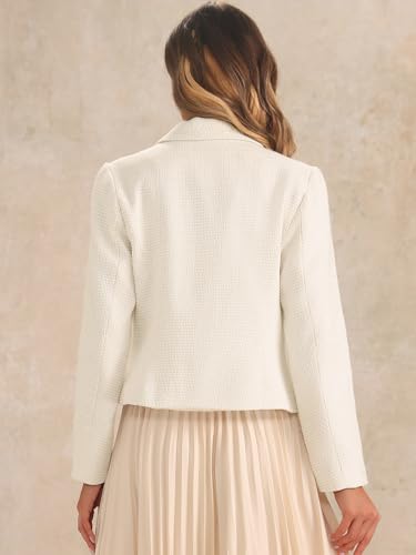 Allegra K Tweed Blazers for Women's Lapel Collar Long Sleeves Blazer Jackets3