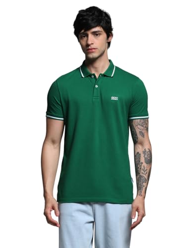 Image of Jack & Jones Men's Yellow Polo Collar Slim Fit T-Shirt