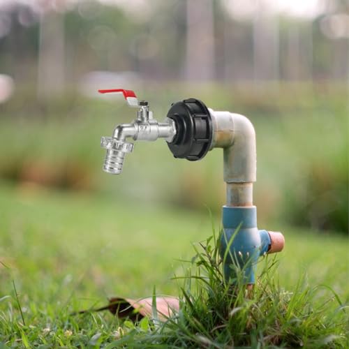 MAJOYLIFE IBC Auslaufhahn,IBC Hahn mit 1/2-Adapter,IBC Container Zubehör für 1000l Tanks,IBC Tank Zubehör Set mit Messing-Ablassventil