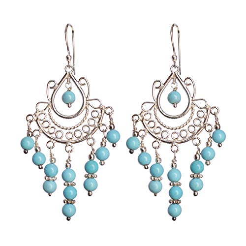 Boucles d'oreilles turquoise en argent 925 style sud-ouest pour femme