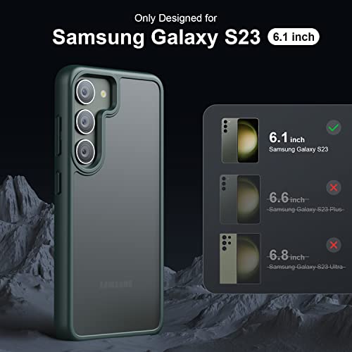 Raelmila Designed For Samsung Galaxy S23 Case [Military Grade Drop Tested] [Ultimate Silky Touch] Shockproof Translucent Matte Back & Soft Bumper, Protective Slim Thin Samsung S23 Case 6.1", Green #TOP4