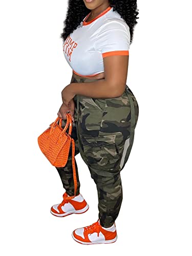 Seltaon Casual Camo Cargo Pants for Women Fall Camouflage Army Fatigue Jogger Sweatpants Trousers Plus Size3