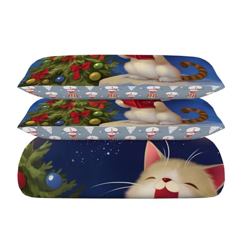 Housse de couette Noël microfibre réversible avec fermeture éclair 65x65