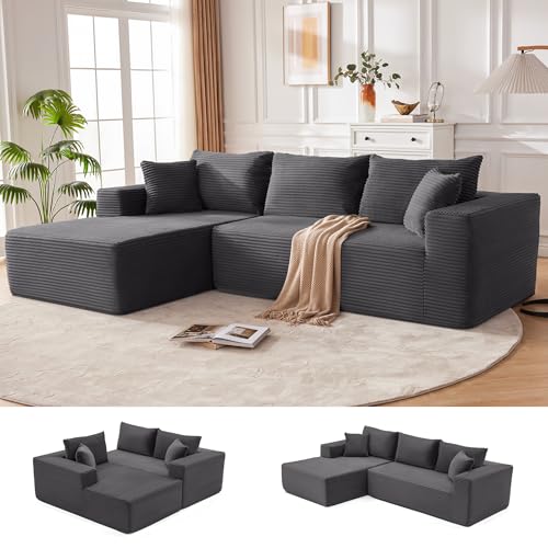 MANGODAN 110” Cloud Sectional Couch, Boneless Sofa for Living...