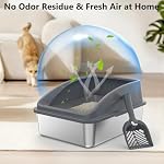 Stainless Steel Litter Box, Metal Kitty Litter Box with Scoop, Anti-Leakage Top Entry, Non-Sticky, Easy to Clean - Image 6