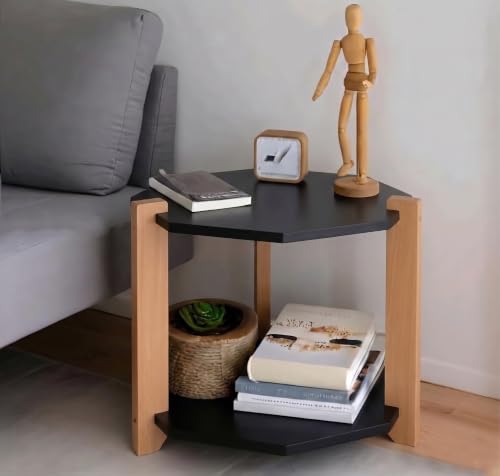 Image of Modern Octagon Side Table, Home Decor for Living Room, Bed Side Tables for Bed Room, stools for Home, Furniture for Home, 2-Tier Beige Shelves