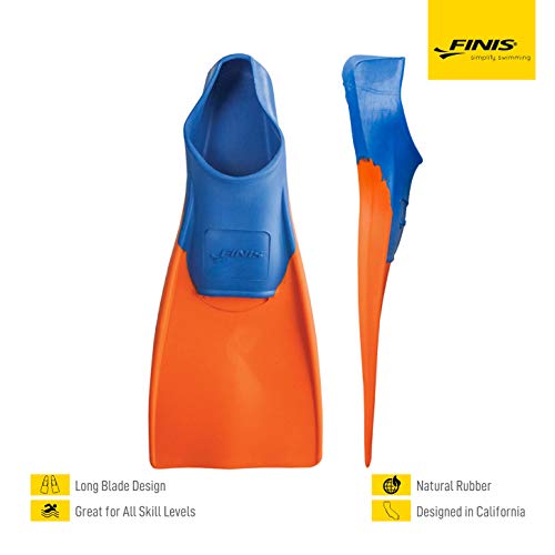 FINIS Long Floating Fins , Blue/Orange, XXS (Jr. 11-1)