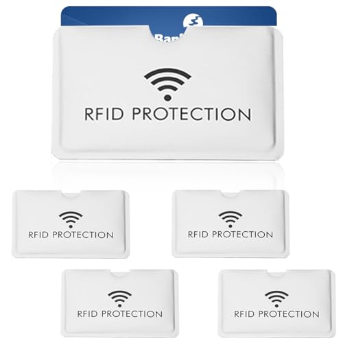 WJRQD Set di 5 Custodie Blocco RFID per protezione carte di credito, Antifurto con schermatura RFID per carte contactless, RFID Porta Carte, Antitaccheggio Porta Carte di Credito