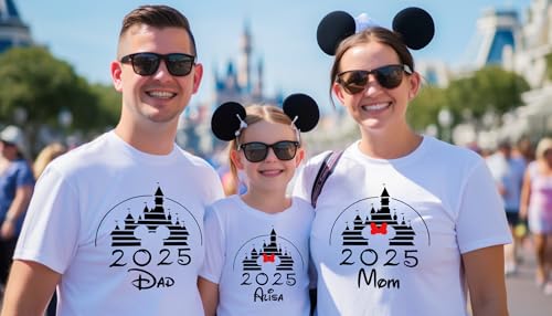 Family Matching Shirts with Names Custom Family Vacation Shirts 2025 Theme Park Matching Family Outfits Personalized Matching Family Shirts for Women Men Kids Family Trip Shirts2
