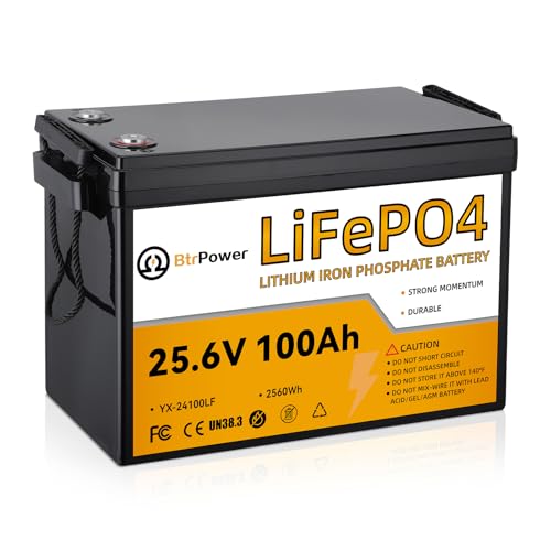Image of 24V 100Ah Lithium Battery,2580Wh Deep Cycle LiFePO4 Battery | Built-in 100A BMS for Home Storage,Trolling Motor,RV,Off-Grid System,Solar Power System,Marine