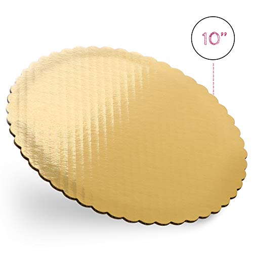 10 inch Gold Cake Boards Rounds, [24 Pack] Cake Base, 10-in Circle Cardboard, Disposable 10 in Round Cake Boards Perfect for Cake Decorating, - Thumbnail 2