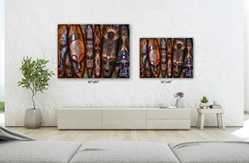 Spiritualhands African Art Wall Decor Canvas, Black And Gold Bedroom Decor, African American Black Women Wall Art Bedroom Poster, Ancient African Art Decor Pictures For Living Room Wall Decoration (African Art Masks, 40" X 60" - Ready To Hang) #TOP6