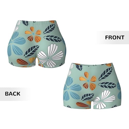 Light Coloured Floral Pattern Sports Shorts, high Elastic Slim Fitness Pants, Suitable for Yoga/Leisure/Daily wear3