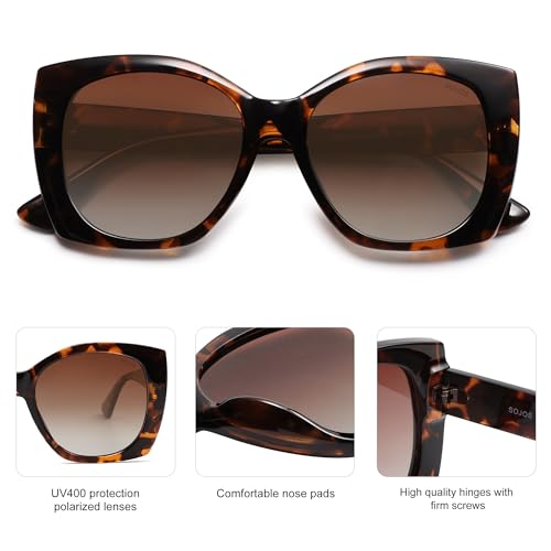 SOJOS Trendy Polarized Round Oversized Sunglasses Womens Square Women Sun Glasses SJ23404