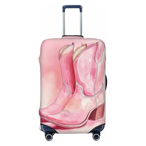 Cow Girl Boot In Pinkt Watercolor Elastic Travel Luggage Covers Dustproof Scratch-Resistant Suitcase Protector Fit 22-24 Inch