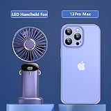 AMFUN Przenośny wentylator ręczny, osobisty wentylator ładowany przez USB, 4800 mAh, składany mini wentylator biurkowy 90°, z cyfrowym wyświetlaczem LED, 5 prędkości, wielofunkcyjny wentylator do