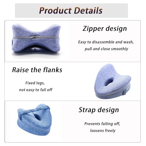 Wudmew Alignment Pillows for Side Sleepers, 2026 New Smooth Spine Pillow for Side Sleeping, Memory Foam and Knee Pillow for Side Sleepers, Relieves Low Back Pain (Grid Blue)