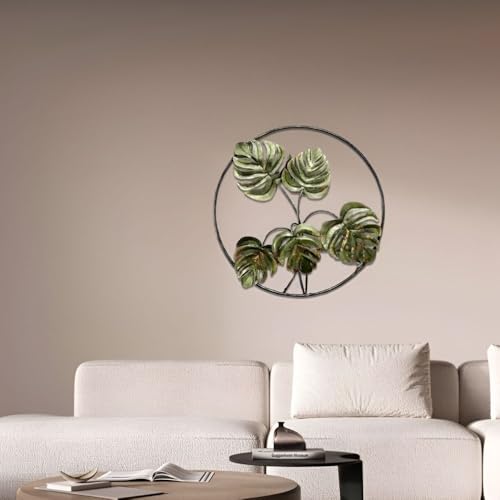 Image of Iron Big Handcrafted Multicolor Round Metal Leaf Abstract Wall Art Decorative Wall Frame Sculpture for Living Room Bedroom Drawing Room Home Decor
