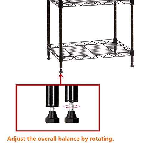 YOHKOH 6 Wire Shelving Steel Storage Rack Adjustable Unit Shelves for Laundry Bathroom Kitchen Pantry Closet 16.6" Width x 63" Height x 11.8" Depth, Black