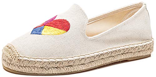 Image of Women's Casual Flat Cap-Toe Slip on Platform Canvas Espadrilles Smoking Slipper Loafer