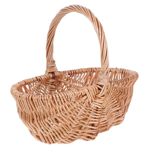 Happyyami Handwoven Rattan Basket Natural Woven Storage Bin for Fruits Vegetables Eggs Elegant and Durable Kitchen Organizer for Serving and Pantry Use