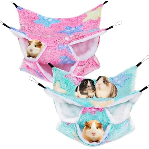 YedsIntu 2 Pcs Guinea Pig Hammock, Rat Hammock Hamster Ferret Hanging Hammock Guinea Pig Accessories for Small Animals Chinchilla Parrot Sugar Glider Ferret (11.8"×11.8") Cover