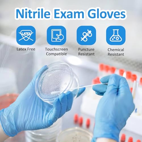 Image of adbeni Nitrile Gloves | Disposable & Powder Free | Premium | for Food Handling, Lab Work, Medical Examination, Kitchen, Cleaning, Cooking, Salon, Spa, Gardening, Industrial, Travel & Grooming