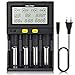 Chargeur de Batterie 18650, MiBOXER Smart Chargeur Universel 4 Baies, Écran LCD Automatique, Charge Rapide Rechargeable Li-ION LiFePO4 Ni-MH Ni-CD AA AAA C 18350 18500 18700 20700 21700 26650 RCR123