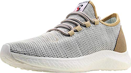 BenSorts Mens Slip On Sneakers Breathable Running Shoes Casual Shoes for Walking Jogging Size 9.5 Gold