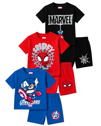 Image of Kuchipoo Marvel Boys Regular Fit Cotton T-Shirts and Shorts Set