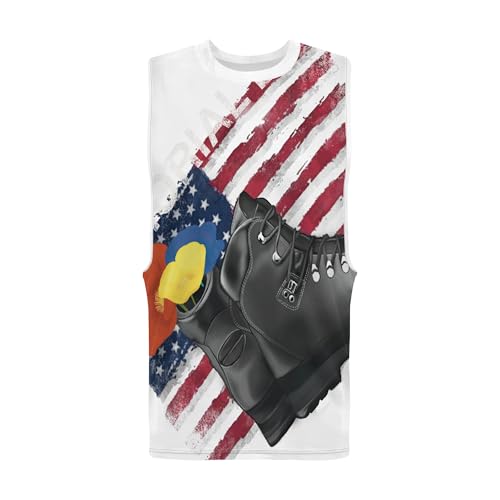 Image of Zhyaj Summer Tanks Top for Men Flag Graphic Print Sleeveless Shirts Casual Working Out Vest T-Shirts Loose-Fit Men's Tank