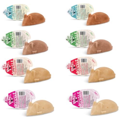 Comida Húmeda Gatos Paté para Gatos Variado, 4 sabores: Pollo, hígado de Pollo, Pavo y atún, sin Cereales, sin Gluten, 8 Unidades - 28 gr Cada uno - ANIMALUJOS