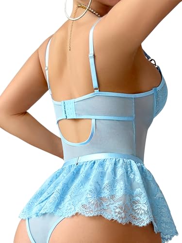 Image of Lilosy Sexy Lingerie Set 3 Piece Women Corset Bodysuit Skirt