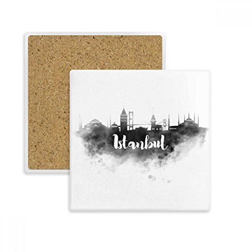 Cadeau dessous de verre Istanbul au design d'encre unique - Coffret de 2 pièces en pierre - 2
