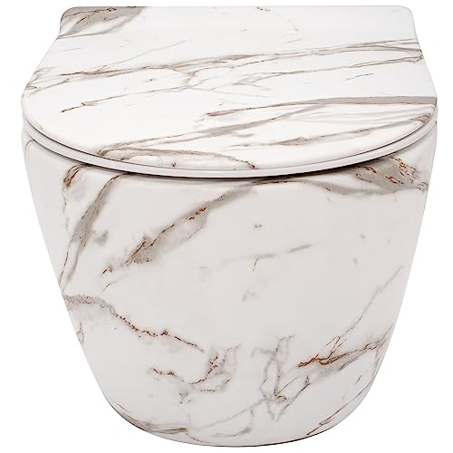 Rea Wc Sospeso Carlos Slim Lava Mat Wc In Ceramica - Sedile In Duroplast Softclose - Abbassamento Automatico Con Chiusura Rallentata (Bianco) - 2