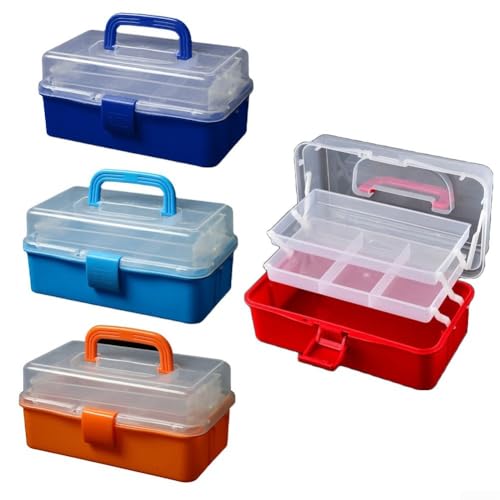 Caja de almacenamiento compacta de 3 capas para aparejos de pesca, joyas y organización de herramientas pequeñas (e)