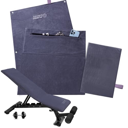 POWER GUIDANCE Fitness Handtuch Set (130x50 & 50x30cm) - Premium Mikrofaser Sporthandtuch mit Kapuze, Druckknöpfen & Reißverschlusstasche - Inkl. Magnet-Tuch & Gummiband