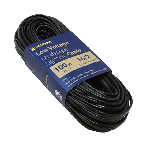 Lightkiwi 16/2 Low Voltage Landscape Lighting Wire - 100 Feet - Weatherproof Outdoor Underground Direct Burial Stranded Cable for Spotlight, Pathway Lights and More - ETL Listed Cover