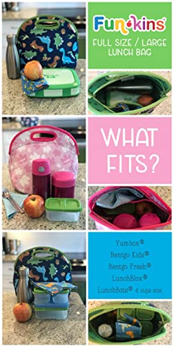 Funkins Insulated Lunch Bag For Kids | Spacious, Durable, Machine Washable | Premium Quality | Interior Pocket & Name Tag | Easy To Pack, Folds Flat For Storage | Large Size Lunch Bag (Ninjas) #TOP4