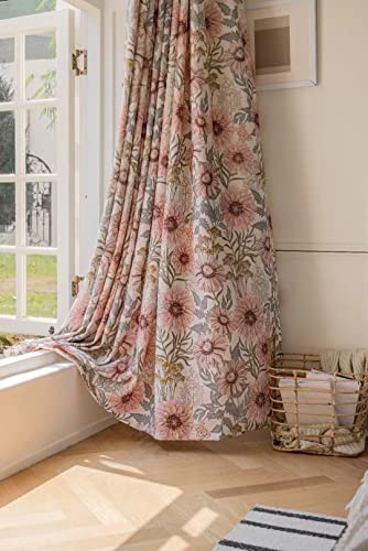 Pink Sliding Door Curtains 84inch Length Semi Blackout Linen Curtain Panels Sliding Glass Door Curtains Farmhouse Patio Door Curtains for Kids Nursery Room ,1Pc (Pinch Pleated Curtains, Custom Size)