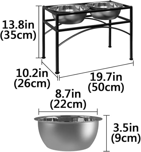 Image of bhoomi Lifestyle Dog Bowls for Large Dogs, 14 inch Raised Dog Bowl Stand for Large Sized Dog, Dog Feeder with Food and Water Bowls