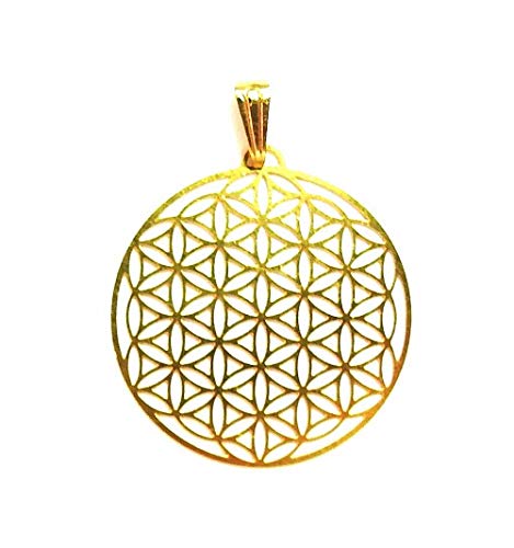 Pendentif blumed de la vie, acier inoxydable, plaqué or, env. 30 mm