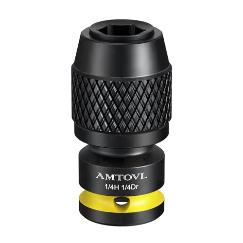 AMTOVL Impact to 1/4 Hex Converter - 1/4 INCH Drive Female to 1/4-Inch Adapter for Ratchet Wrench Drivers, Impact Bit Holders, Quick-Change Chuck