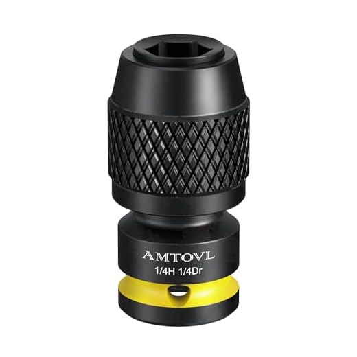 AMTOVL Impact to 1/4 Hex Converter - 1/2 INCH Drive Female to 1/4-Inch Allen Adapter, Universal Joint Quick-Change Chuck, 1/4“, 3/8” Drive to 1/4-inch (1/4-inch Drive to 1/4-inch Hex)