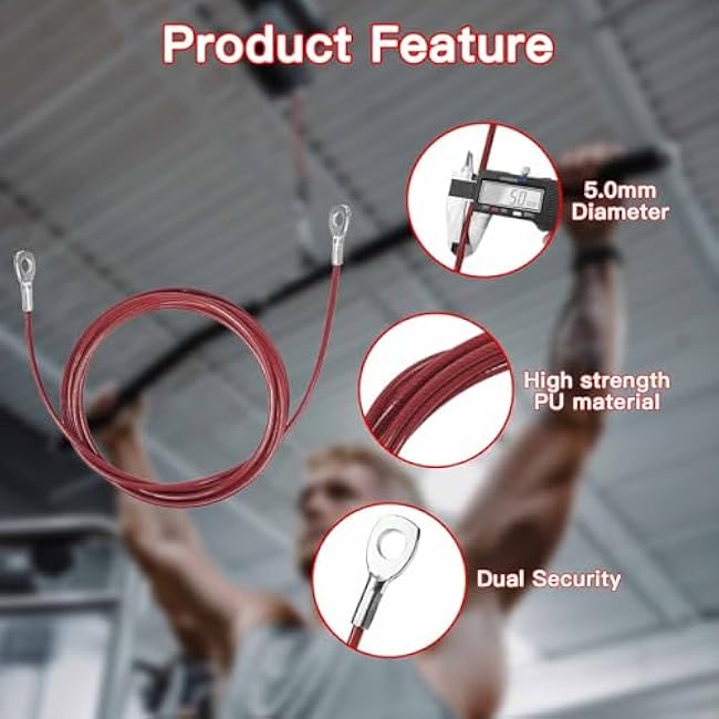 Replacement Cables for Home Gym, Fitness Pulley Cable, Weight Machine Replacement Cable -Thick 5mm(0.2inch) Heavy Duty Steel Wire Rope for Home Gym Cable