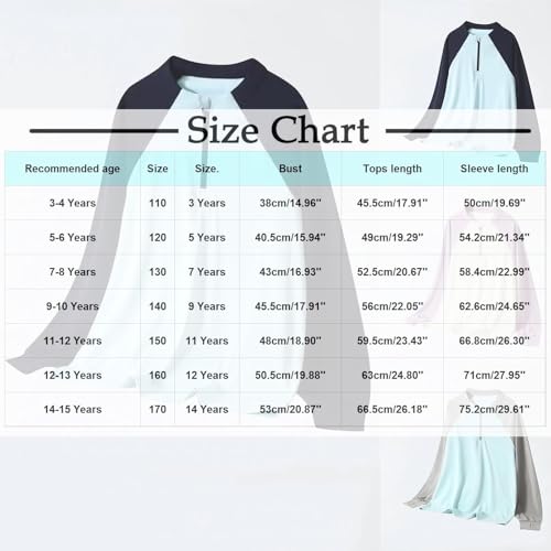 Unisex Kids UPF 50+ Half Zip Long Sleeve Rash Guard Shirts Girls Boys Color Block Summer Blouse Tops for 3-15 Years3
