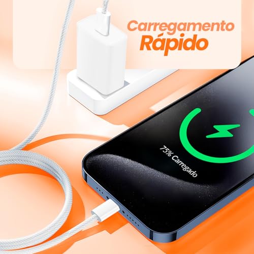 Cabo USB-C para Tipo-C Turbo – 1M, Compatível com Iphone 15/15 Pro/15 Pro Max/16/16 Pro/16 Pro Max e