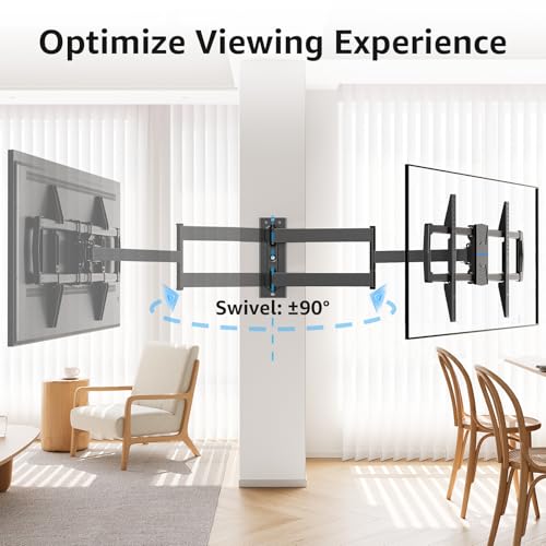 Image of MOUNTUP Corner TV Wall Mount for Most 42-75 Inch TVs with 32 inch Long Extension, Long Arm TV Mount, Full Motion TVs Mount Swivel Articulating Mounts, MAX VESA 600x400mm, Holds up to 99 lbs